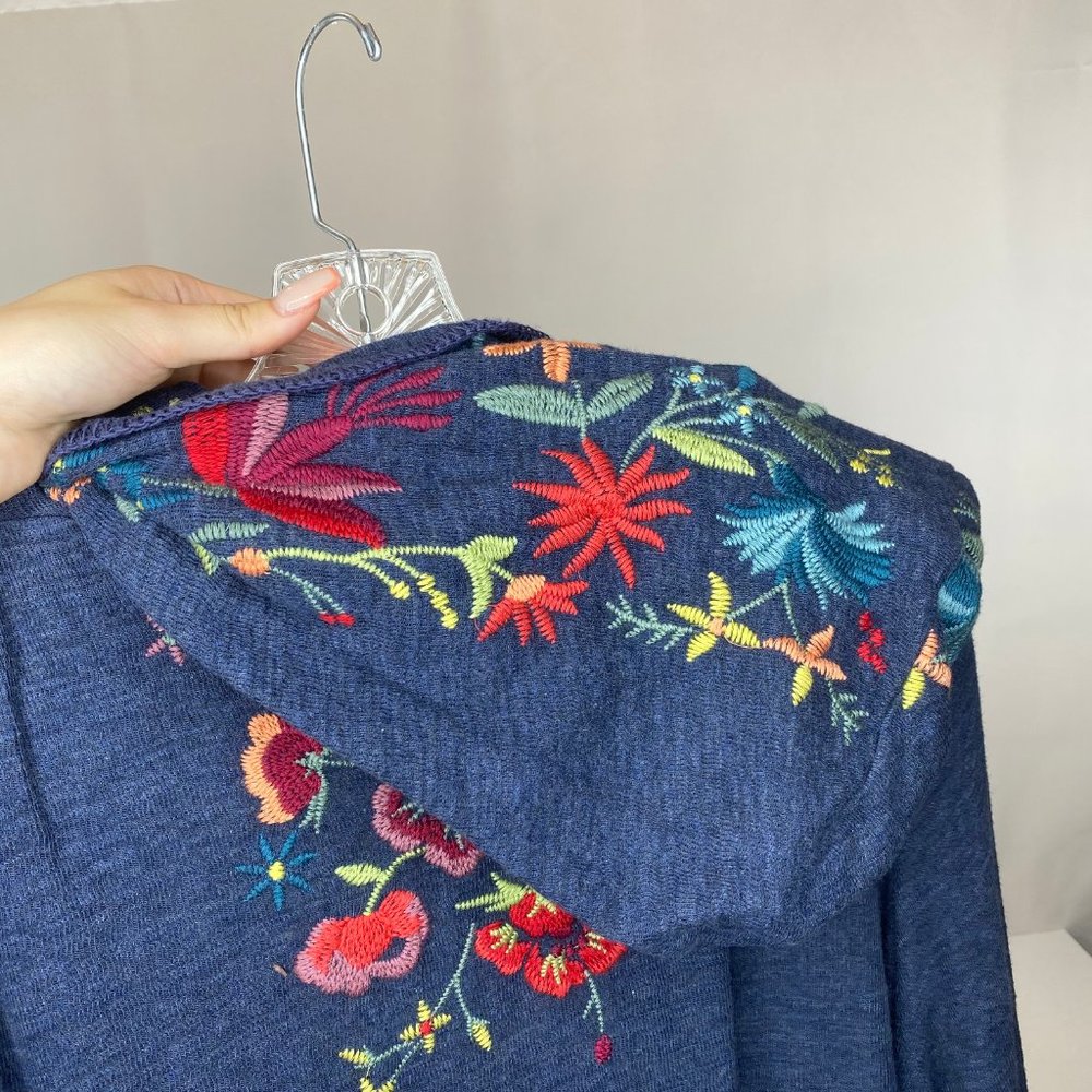 Johnny Was Biya Embroidered Duster Hooded Cardigan - Picture 4 of 7